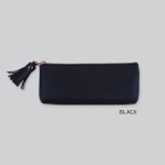 Black - Rihoon Tassel PU zipper pencil case pen pouch