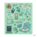 Mint - Pop illustration colorful point paper deco sticker ver2
