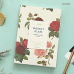 Red rose - PAPERIAN Florence dateless weekly diary agenda planner