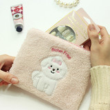 Pink - With Alice Bichon Frise slim square zip pouch
