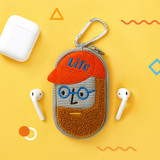 Beard man - Antenna Shop Boucle AirPods zipper case bag with key clip