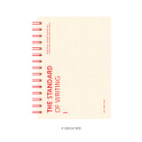 01 beige red - Wanna This Standard Writing A5 Wire Bound Grid Notebook