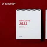 01 Burgundy - Jam Studio Welcome 2022 Monthly Desk Calendar
