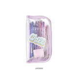 Lavender - able Talk Glitter Clear Zipper Pencil Case