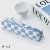 Sky Blue - Second Mansion Checker Board Zipper Tube Pencil Case