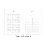 Calendar, Bucket list - 2023 Memory of Twelve Months dated weekly planner
