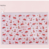 Red fox - Pattern bling clear zip lock large pouch