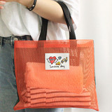 Orange - Afternoon Hello sunshine day small mesh tote bag