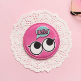 Pink - Hello cute illustration round hand mirror 