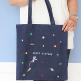 Space - In space cotton shoulder tote bag 