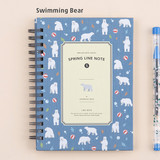 Swimming bear - Wirebound spring lined small notebook