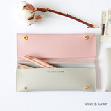 Pink & gray - Multi purpose twin pocket pencil case