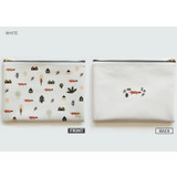 Whtie - In the zoo slim zippered pocket pouch