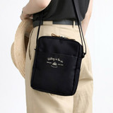 Black - Voyager double zippered crossbody bag