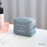 Indi blue - ICONIC Plain cosmetic makeup small zipper pouch