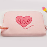 8mm foam pad - Pink heart boucle canvas iPad laptop pouch case
