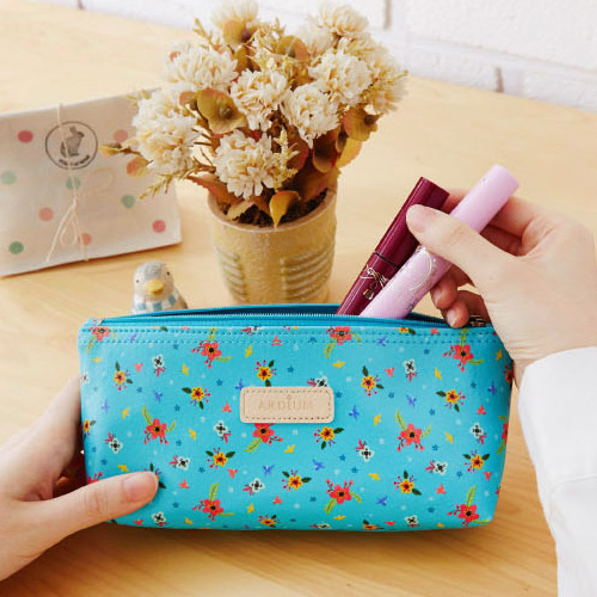 Ardium Pattern soft stand up zipper pencil case fallindesign