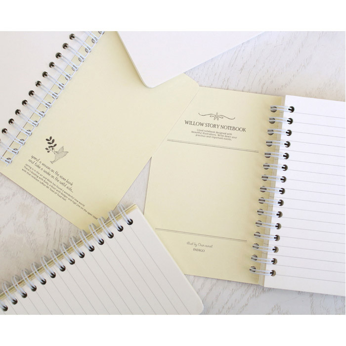 Indigo Willow story wirebound pattern small notebook - fallindesign