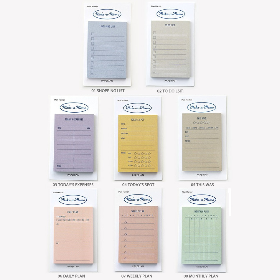 Indigo Toasty Sticky Memo Notepad Set - Korean Stationery