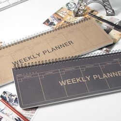 2young Wirebound kraft long dateless weekly desk planner