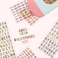 Gold silhouette Alphabet and Number removable sticker set