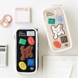 ROMANE Poodle Embroidery Zipper Pencil Case