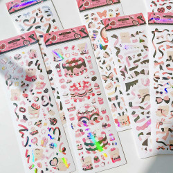 Mellee Factory Black Pink Removable Holographic Sticker Pack