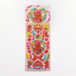 pureureum design Flower Cupid Bear Glossy Sticker