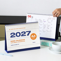 Indigo 2027 Gibon A4 Desk Calendar with Weekly Scheduler