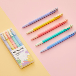 Monami MONAMI 153 Clip Pastel 0.5mm Ballpoint Pen Set of 5