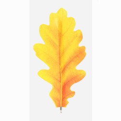 Acorn yellow leaf bookmark black ballpoint pen