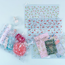Pattern bling clear zip lock large pouch 