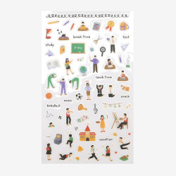 Daily transparent clear deco cute sticker - School 
