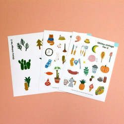 Oh my vintage illustration paper sticker set of 3 sheets