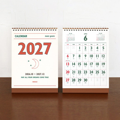 Indigo 2027 Lunar Retro Monthly Desk Calendar