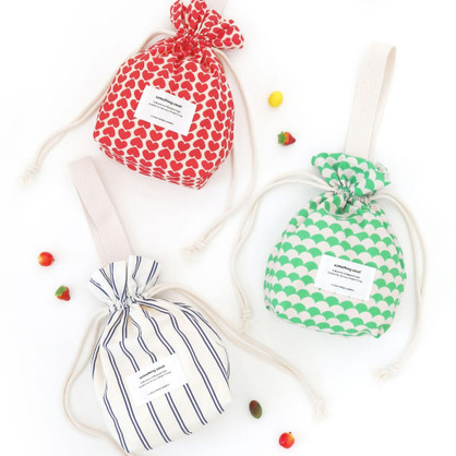 O-check Something Usual Cotton Drawstring Pouch