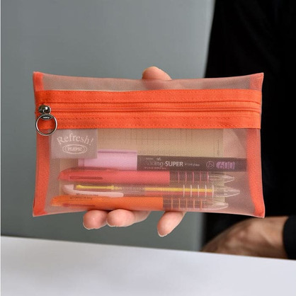 Mini Transparent Nylon Mesh Pencil Pouch Toiletry Carry Pouch