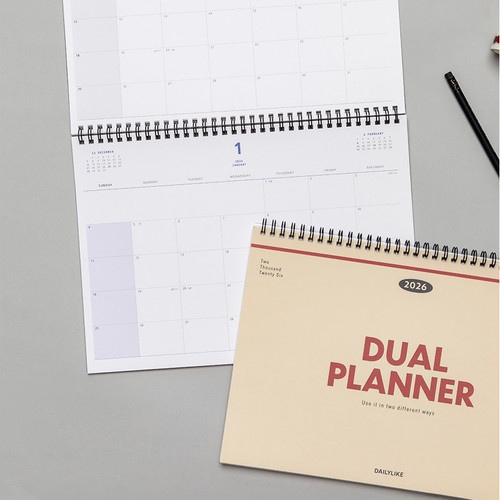 Dailylike 2026 Dual Wirebound Dated Monthly Desk Planner