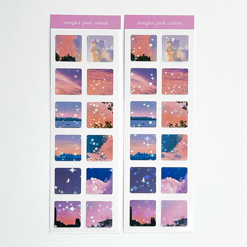 Mingkit Pink Cotton Squared Star Glitter Sticker