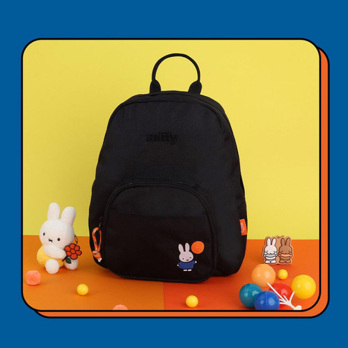 Black Color Backpack - Miffy Embroidered Mini Backpack