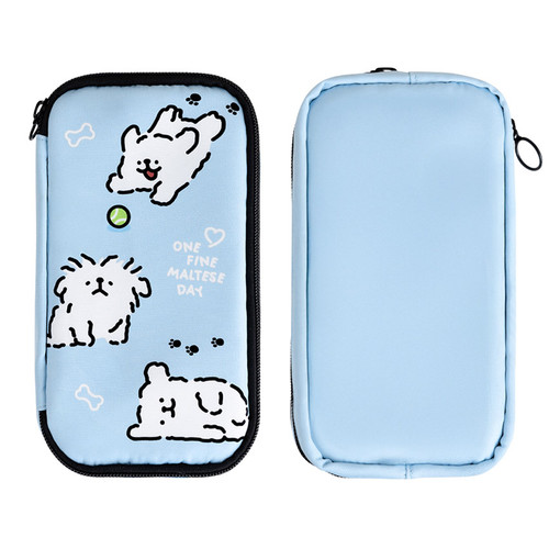 Maltese Double Zipper Pencil Case Pouch