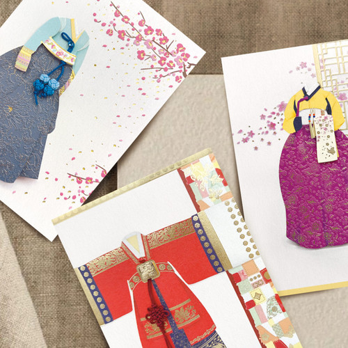 From&To Handmade Korean Traditional Hanbok Greeting Card