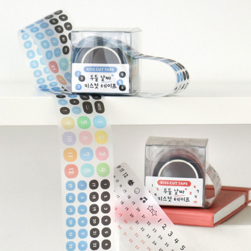 Dispenser Package - ICONIC Doodle Kiss Cut Date Sticker Tape Roll