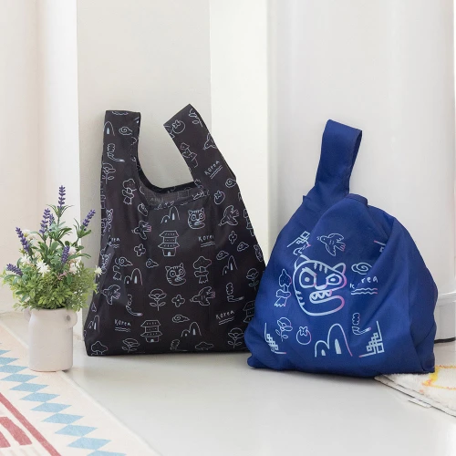 Korean Heritage Art - Romane Hello Korea Small Reusable Foldable Shopping Bag