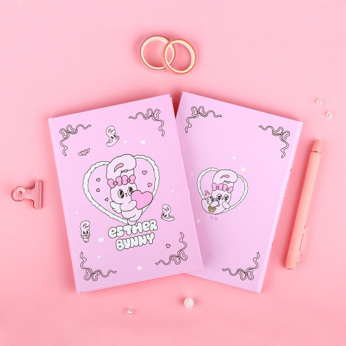 Hardcover - Esther Bunny Lovely Pink B6 Hardcover Lined & Grid Notebook