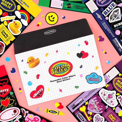 Wanna This Color Object Removable Decorative Sticker Pack