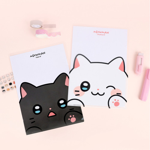Meowman Cute Cat A4 Clear L-Type File Holder Project Sleeve