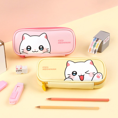 Meowman Cute Cat PVC Large Multi-Purpose Pencil Case