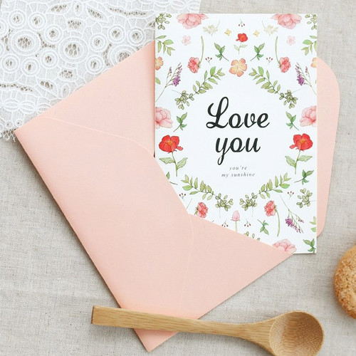 Love you garden illustration pattern message card