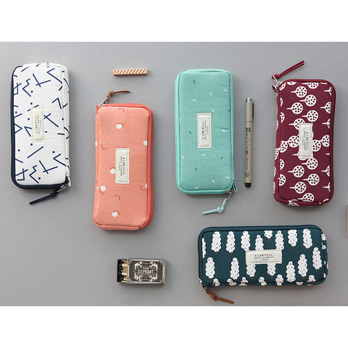 Basic pattern canvas pencil case pouch